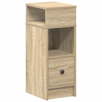Mesita De Noche | Mesilla De Noche Con Cajón Roble Sonoma 25x31x66 Cm