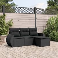 conjunto de sofas jardin 4 uds  mueble jardin mesa y sillas con cojines ratan sintetico negro cfw524814