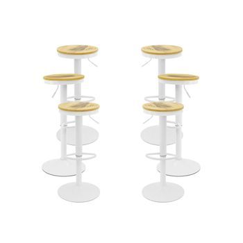 Pack 6 Taburetes Vikin Asiento Madera De Madera 78.50*32.50*38.50 Cm - Blanco