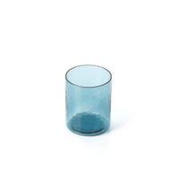 vaso de vidrio en azul 8x8x10 cm