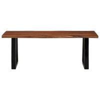 mesa de centro 55x110x40 cm madera maciza de acacia y hierro con recubrimiento en polvo - marron