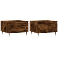 2 uds mesas de centro - mesas bajas madera ingenieria roble ahumado 50x46x35 cm