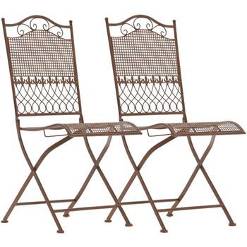 Set De 2 Sillas De Jardin Kiran Metal Marrón Antiguo 50x41x91 Cm Clp