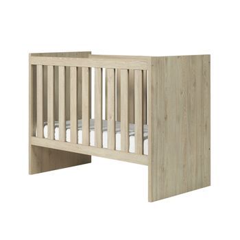 Cuna Robusta 60x120 Convertible En Cama Infantil 90x200, Color Roble Claro, Colección Danaé.