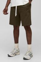 tall elasticated waist relaxed fit carpenter shorts verde