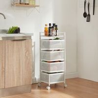 carrito de cocina sunndal con 4 cestas acero  80x27x27cm - blanco encasa