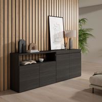 aparador efecto madera negro 200x35x75cm