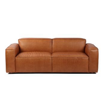 Sofa Piel 214x94x77 3 Plazas Cognac