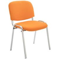 silla de visita apilable para zona de espera en tejido naranja base de 4 patas en metal cromado 100003372