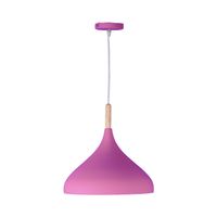 bel air home - lampara colgante baviera 1xe-27 bombilla no incluida diametro 30 cm de metal y madera altura ajustable rosa