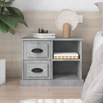Mesita De Noche - Mueble Para Dormitorio - Madera Contrachapada - Gris Hormigón (60x35.5x45cm)