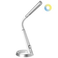 lampara led de escritorio para despacho 3 modos cct regulador continuo puerto usb pantalla ajustable material sintetico plateado canopus