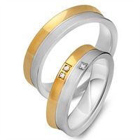 alianzas 14 quilates oro amarillo-blanco 3 diamantes