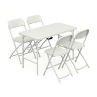 essence  purity - conjunto de mesa y 4 sillas plegables de jardin para terraza camping picnic y fiestas en resina blanca