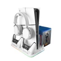 mars gaming mps5-b2 soporte neon rgb ps5 slim estandar y digital con cargador doble de mandos blanco