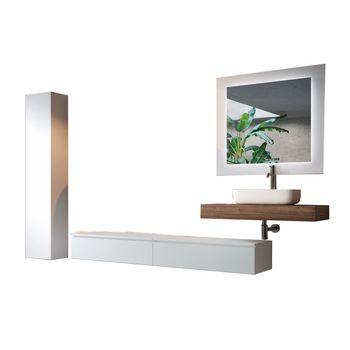 Composición Baño 8 Piezas Astra Nogal/blanco Mate En Mdf