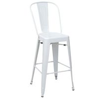 taburete de bar con respaldo de diseno industrial en metal blanco con reposapies 040005253