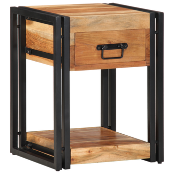 Pack 2 Uds Mesitas De Noche | Mesilla De Noche | Cabinete De Noche Madera Maciza De Acacia 40x35x50 Cm Cfw34902