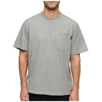 Superdry Camiseta T-shirt Contrast Stitch Pocket gris para hombre