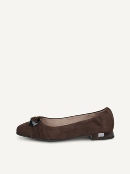 CAPRICE Ballerina, brown, made of Leather with Trapeze heel, Size 40