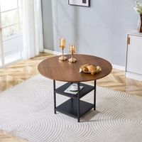 sweiko mesa comedor redonda 107 cm doble tablero imitacion nogal mdf  metal para 2-4 personas