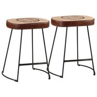 pack 2 uds taburetes de bar  taburete de cocina  taburete alto marron oscuro 40x295x53 cm cfw49941