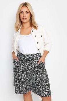 Yours Bermudas Estampado Animal En Blanco Y Negro, Mujer Curvy Y Tallas Grandes, Yours