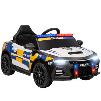 AIYAPLAY Coche Eléctrico de Policía para Niño de +3 Años 12V Mando a Distancia 2,4G Luces Sirena Música 96x60x45 cm Multicolor   Aosom España