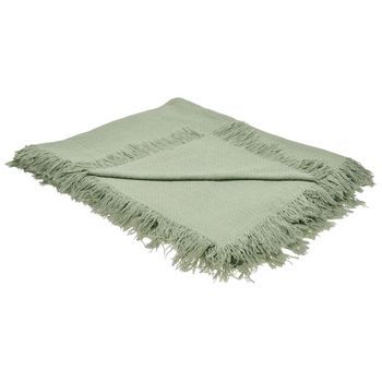 Colcha Decorativa Manta Para Cama Con Flecos De Algodón 200 X 220 Cm Verde Yerbent