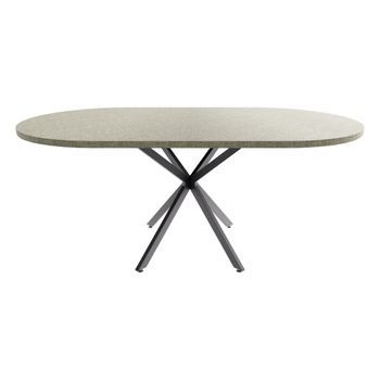 Marui Big - Mesa De Comedor Ovalada 180x100 Cm En Madera Texturizada Con Base Central De Metal Kiso