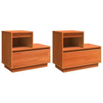 Juego De Mesitas De Noche - Armarios De Noche Con Cajón Marrón Cera 60 X 34 X 51 Cm Mc6883