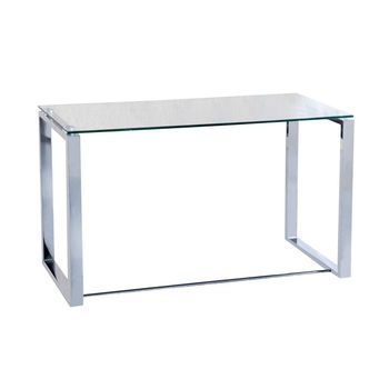 Mesa De Escritorio Con Sobre De Cristal 120x60 Cm Benetto Xl Metal Cromado 120 X 74 X 60 Cm
