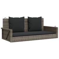banco columpio  banco de jardin con cojines ratan sintetico gris 119x56x48 cm