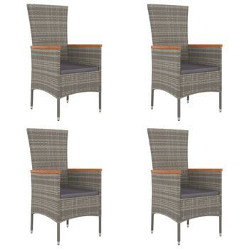 Pack 4 Uds Sillas De Jardín | Silla De Exterior | Sillón Con Cojines Ratán Sintético Gris