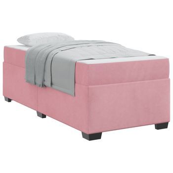 Estructura De Cama Con Colchón Rosa 80 X 200 Cm Tela Vidaxl