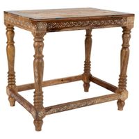 mesa de centro de madera pintado artesanal marron 48x33x46