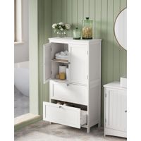 mueble de bano con 2 puertas y 2 cajones de color blanco