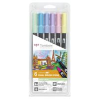 tombow abt dual brush pen 2 tips pastel colours pk6