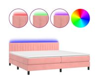 cama box spring colchon y led terciopelo rosa 200x200 cm rayas verticales