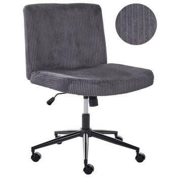 Silla De Escritorio Giratoria Con Tapizado De Pana Asiento Ancho Neumático Inclinable Para Oficina En Casa Gris Geddes