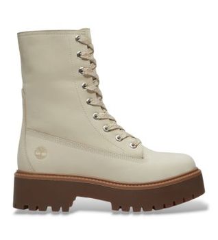 Timberland para mujer. TB0A5SAHEN71 Botas de piel Stone Street beige (38 W), Plano, Cordones, Casual