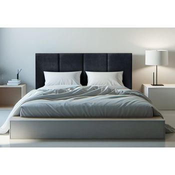 Cabecero Cama Granada Tapizado Tejido Antimanchas Largo 90x125 Cm Negro