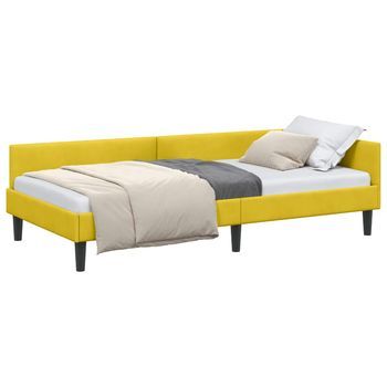 Cama Individual | Cama Para Adulto | Estructura De Cama En Esquina Amarillo 100 Cm X 200 Cm