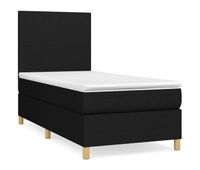 cama box spring con colchon tela negro 90x200 cm diseno plano