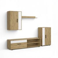 salon modular con mueble tv 140 cm lunet blanco artik blanco mate - alpine oak 140 x 362 x 35 cm