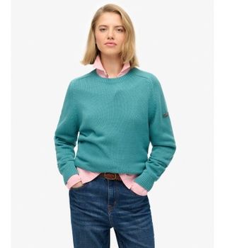 Superdry para mujer. W6110609A Jersey Slouchy turquesa (XS), Casual, Algodón, Manga larga