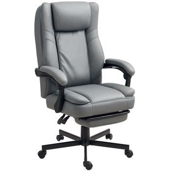 Silla De Oficina Con Masaje, Ergonómica Y Reclinable Con Reposapiés, Microfibra, Gris