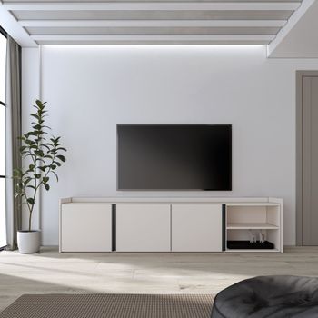 Mueble tv efecto madera beige 207x35x50cm