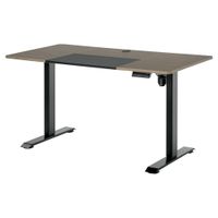 vinsetto escritorio electrico de pie soporte con altura ajustable y 4 teclas de memoria 140x70x72-116 cm negro y madera natural   aosom espana