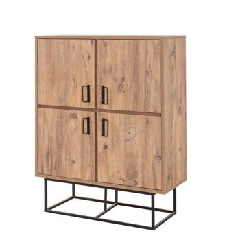 Bresov Aparador Industrial De Madera Y Metal Con 4 Puertas Y 8 Espacios De Almacenamiento